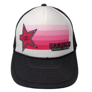 Rockstar Energy Drink Trucker Hat Black Pink One Size Foam Snapback Adjustable